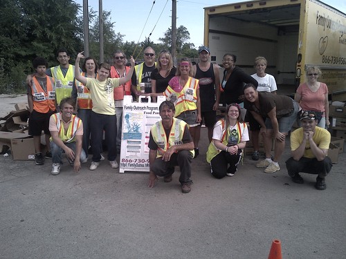 Food distribution volunteers after successfully helping 300 families 