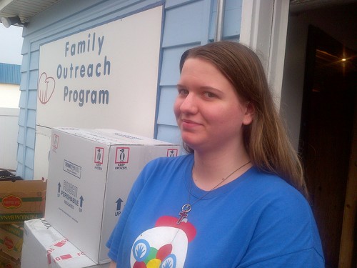 Shelby volunteering on packing night 